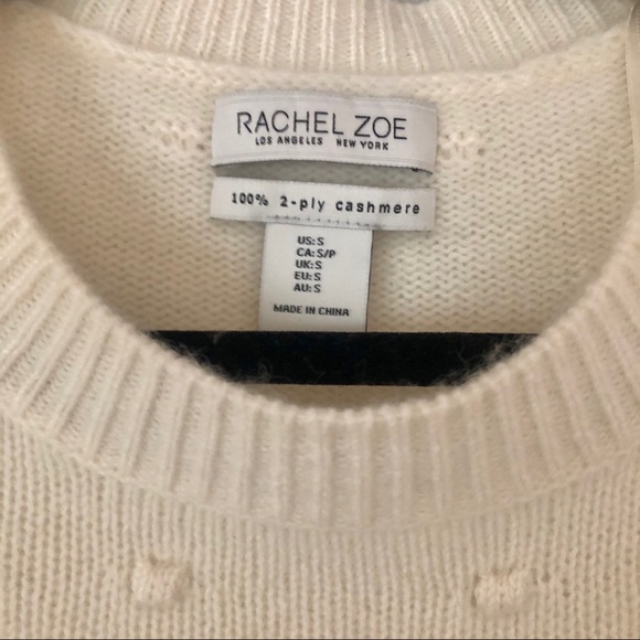 ♦️SOLD♦️Rachel Zoe Pom Pom Cream Cashmere Sweater - Picture 3 of 7